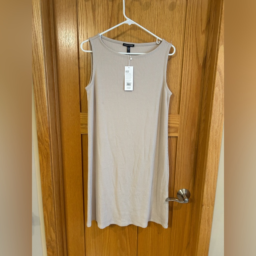 NWT Eileen Fisher Cream Ribbed Dress XS
